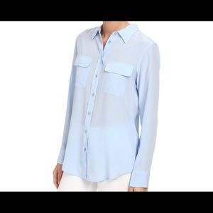 Equipment Small Signature Shirt Silk Light Blue